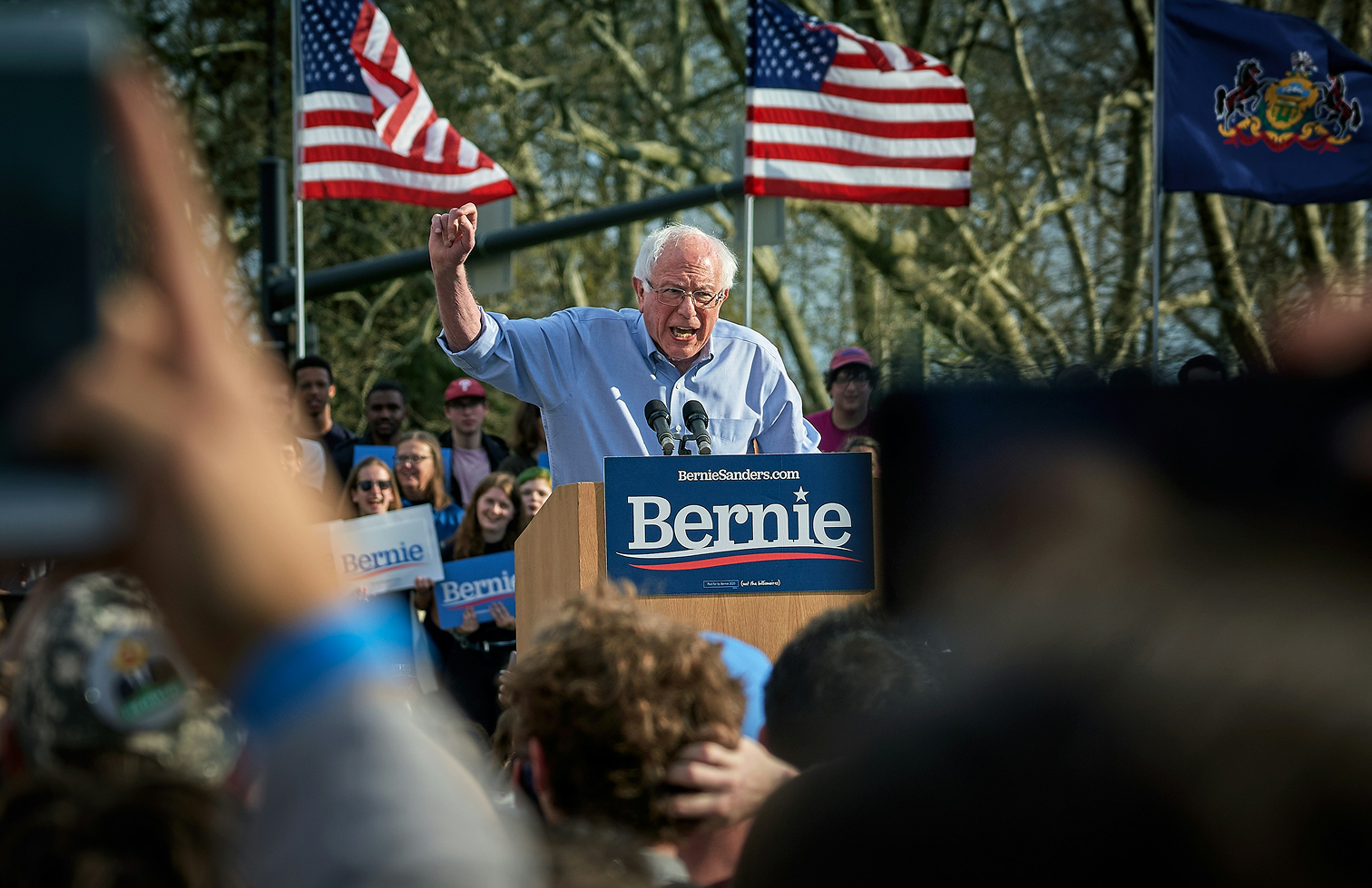 Supporters at a Bernie Sanders event